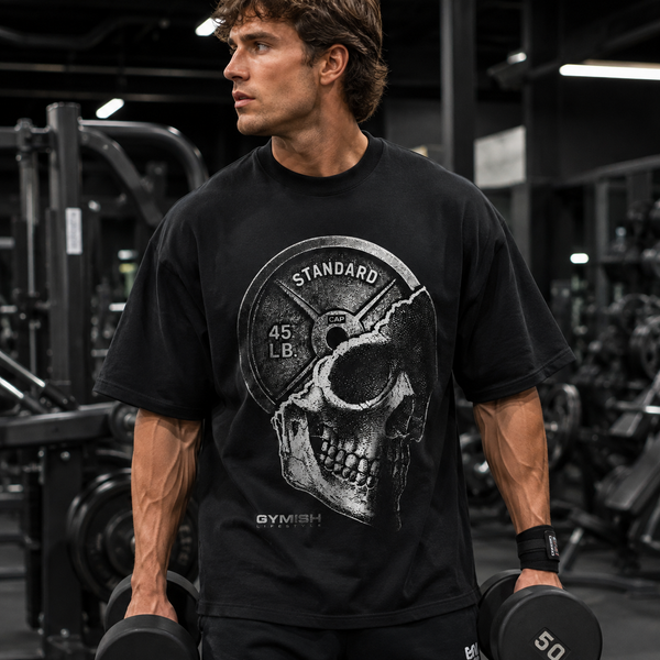 Standard 45 - Monochrome Skull Plate Streetwear Tee - mockup